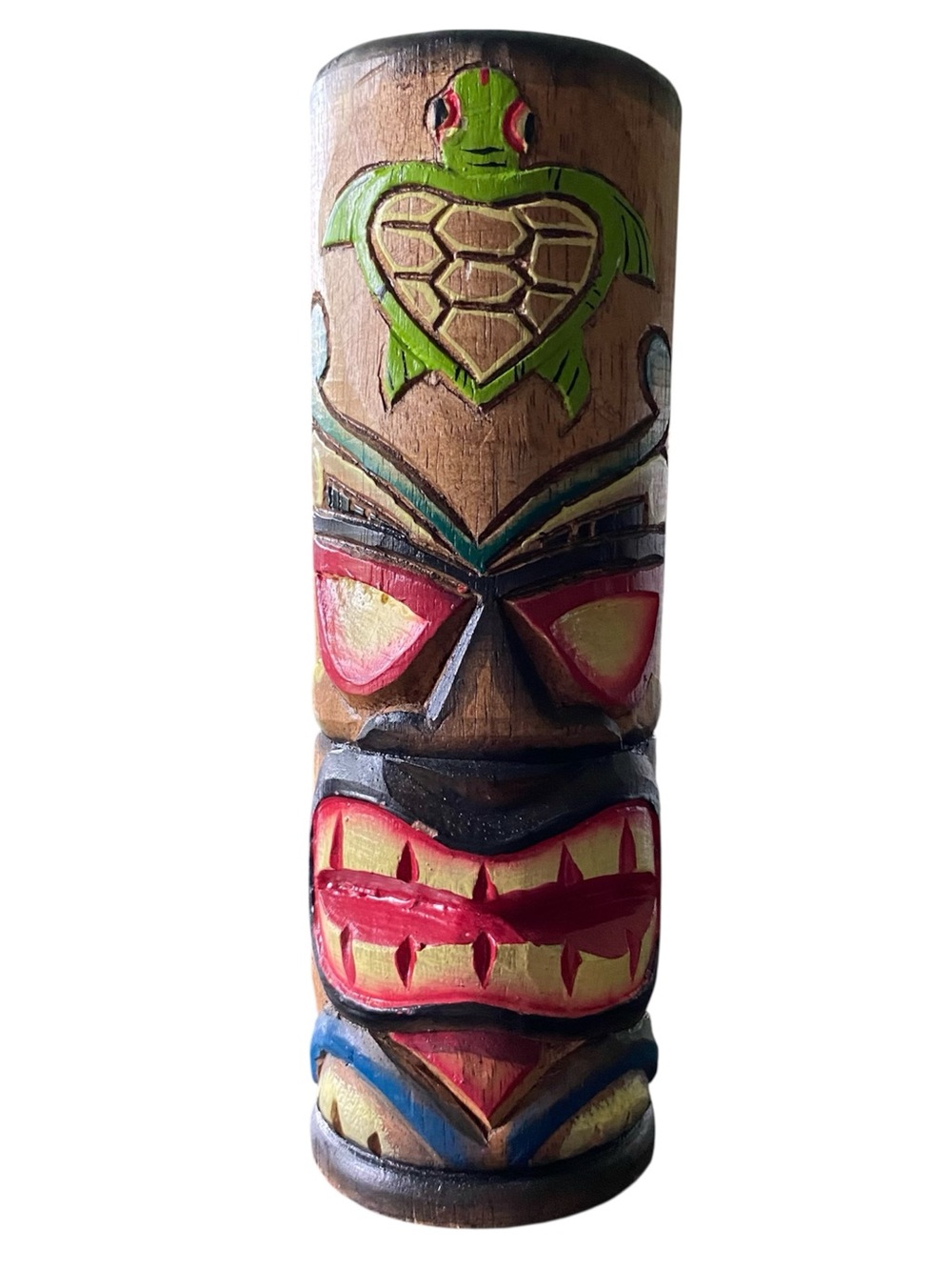 Totem Pole Carved Turtle Wooden Luau Statue Tropical Decor Tiki Bar Hawaii Vtg